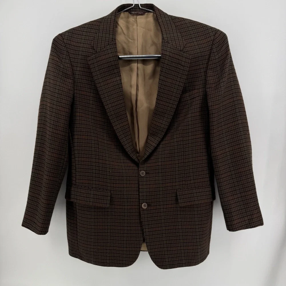 Country Britches Blazer Mens L Brown Houndstooth Wool Nordstrom Sport Coat